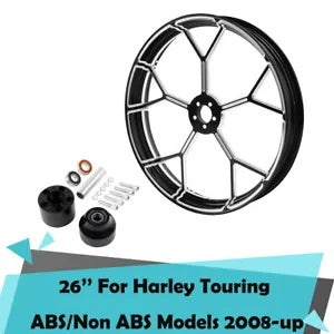 fsmotouk 26'' Front Wheel Rim Single Disc Wheel Hubs Fit For Harley Touring 2008-2023 ABS