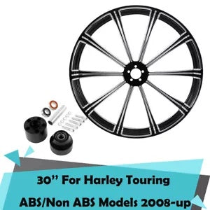 fsmotouk CNC 30'' Front Wheel Rim Hubs Single Disc Fit For Harley Touring 2008-2023 ABS