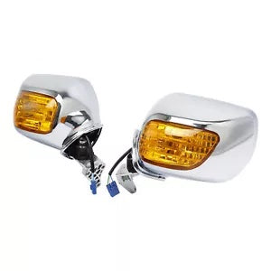 fsmotouk Chrome Rear View Mirrors Turn Signal Orange Lens Fit For Honda GL1800 F6B 13-17