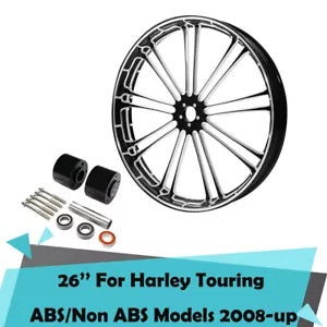 fsmotouk 26" Front Wheel Rim & Dual Disc Hubs Fits For Harley Touring ABS Model 2008-2023