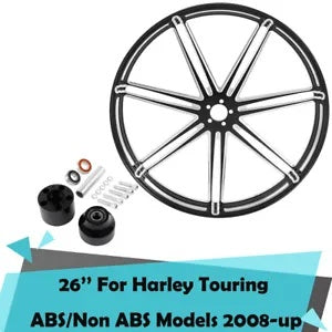 fsmotouk 26" Front Wheel Rim & Single Disc Hubs Fit For Harley Touring 2008-2023 ABS