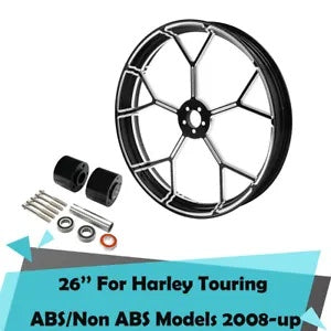 fsmotouk 26'' Front Wheel Rim & Dual Disc Wheel Hubs Fit For Harley Touring 2008-2023 ABS