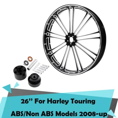 fsmotouk 26" Front Wheel Rim Single Disc Hubs Fit For Harley Touring ABS Models 2008-2023