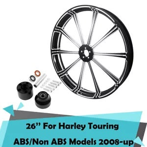 fsmotouk 26'' Front Wheel Rim Hubs Single Disc Fit For Harley Touring 2008-UP ABS Model