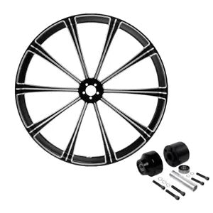 fsmotouk 30" Front Wheel Rim Single Disc Wheel Hub Fit For Harley Road Glide 08-24 Black