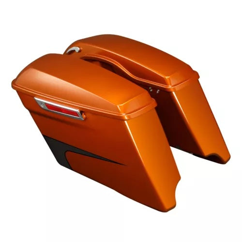 fsmotouk 4" Saddlebags Fit For Harley Touring 2014-2023 Scorched Orange/Black Denim