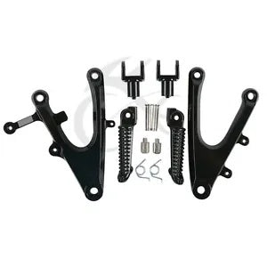 fsmotouk Black Front Rider Footrests Bracket Foot Pegs Fit For YAMAHA YZF R1 2004-2006