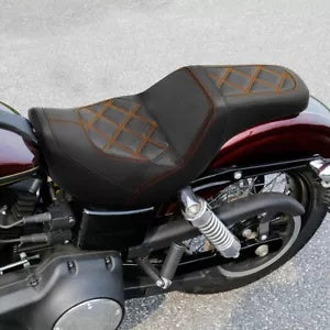 fsmotouk Driver & Passenger Seat Fit For Harley Dyna Wide Glide FXDWG 06-17 Black Orange