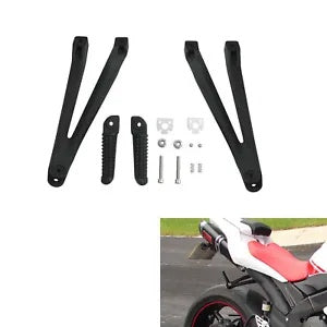 fsmotouk Black Rear Passenger Foot Pegs Footrest Mount Fit For Yamaha YZF R1 2004-2008