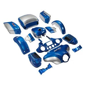 fsmotouk Fairing Bodywork Fit For Harley Touring 2014-2024 Electric Blue/Silver Fortune