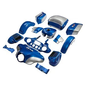 fsmotouk Fairing Bodywork Fit For Harley Touring 2014-2024 Electric Blue/Silver Fortune