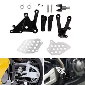 fsmotouk Black Front Foot Pegs Footrest Bracket Set Fit For Honda CBR600RR 2003-2006