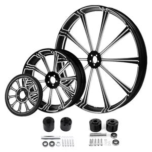 fsmotouk 26'' Front 18'' Rear Wheel Rims Dual Hubs Pulley Fit For Harley Road King 09-24