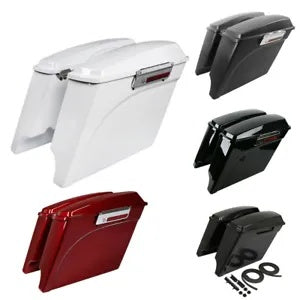 fsmotouk 5" Extended Saddlebags Saddle Bags Lids Fit For Harley Touring Road King 93-13