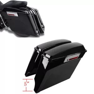 fsmotouk 5" Extended Saddlebags Saddle Bags Lids Fit For Harley Touring Road King 93-13