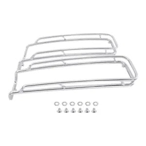 fsmotouk Chrome Saddlebags Lid Top Rail Guard Fit For Harley Touring Road King 1994-2013