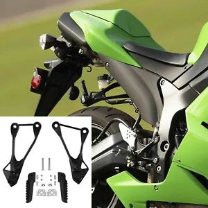 fsmotouk Rear Passenger Footrests Footpegs Fit For Kawasaki Ninja ZX636 05-06 ZX6R 05-08