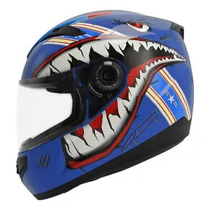 fsmotouk DOT Youth Full Face Helmet Kids Child Off Road Shark Marine Blue S/M/L/XL/XXL