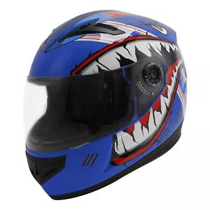 fsmotouk DOT Youth Full Face Helmet Kids Child Off Road Shark Marine Blue S/M/L/XL/XXL