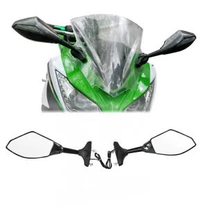 fsmotouk Rear View Side Mirror LED Turn Signals Fit For Kawasaki ZX750 ZX7 ZX7R 1999-2002