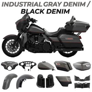 fsmotouk Fairings Bodywork Fit For Harley Touring 2014-2024 Industrial Gray/Black Denim