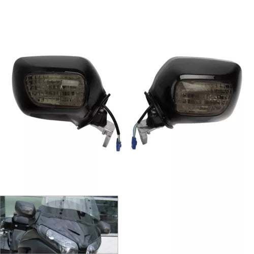 fsmotouk Black Rear view Mirrors LED Turn Signals Fit For Honda GL1800 F6B 2013-2017