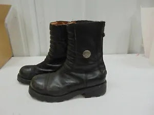 foxcycleworks Harley Davidson Women's Black Leather Zipper in Back Boots Size 7 1/2