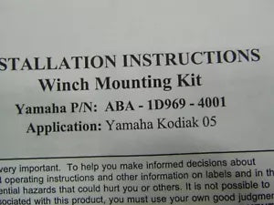 foxcycleworks Yamaha Warn Winch Mount 05-08 Kodiak 440 450 P/N: 69480 ABA-1D969-4001