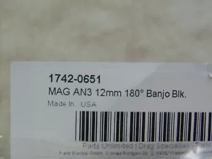 foxcycleworks Magnum Shielding AN-3 12mm Straight Banjo Fitting Black P/N: 1704-55 1742-0651