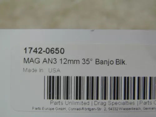 foxcycleworks Magnum Shielding AN-3 12mm 35 Degree Banjo Fitting Black P/N: 1704-54 1742-0650