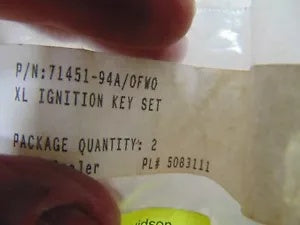 foxcycleworks Harley Davidson Key Set Code 0FW0 P/N 71451-94A/0FW0