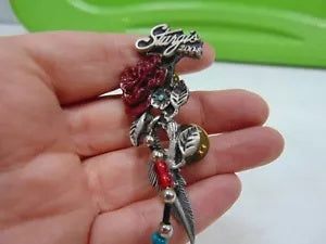 foxcycleworks Sturgis 2004 Motorcycle Rally Lapel Pin ROSE Feather Pin