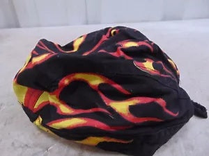 foxcycleworks Hot Leather Black, Yellow and Orange Flames Bandana