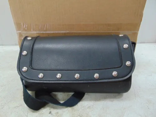 foxcycleworks Milwaukee Leather Black PVC Large Riveted Motorcycle Tool Bag