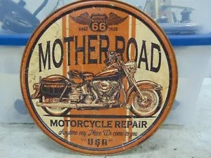 foxcycleworks Route 66 Mother Road Motorcycle Repair Metal Sign