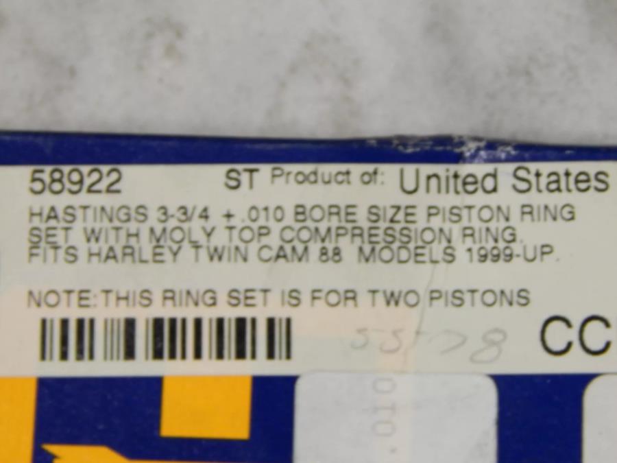 foxcycleworks Hastings 3-3/4 + .010 Bore Size Piston Ring PN: 58922