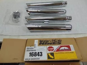 foxcycleworks Vance & Hines Chrome 3" Round Twin Slash Slip-on Mufflers 07-17 FLSTF P/N: 16843