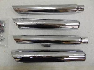 foxcycleworks Vance & Hines Chrome 3" Round Twin Slash Slip-on Mufflers 07-17 FLSTF P/N: 16843