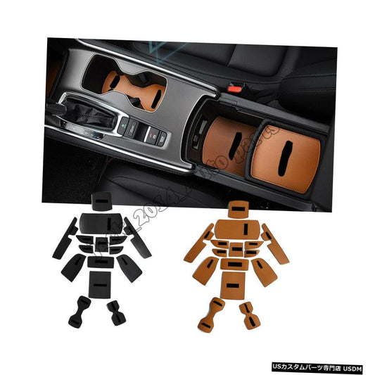 2018ホンダアコードレザーカーインナードアマットゲートスロットパッドカップマットホルダー  For 2018 Honda Accord leather Car Inner Door Mat Gate Slot Pad Cup Mat Holder
