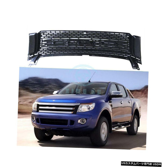 フォードレンジャーT6 2012 2013 2014ブラックフロントグリルベントグリッドトリム  For Ford Ranger T6 2012 2013 2014 Black front grille vent grid trim