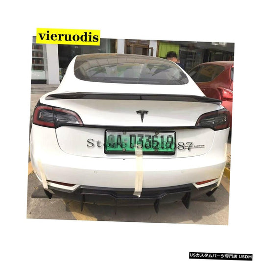 テスラモデル3 2017 2018 2019のスポイラーカーボンファイバーリアトランクスポイラーブラック仕上げ  Spoiler Carbon Fiber Rear Trunk Spoiler Black Finish For Tesla Model 3 2017 2018 2019