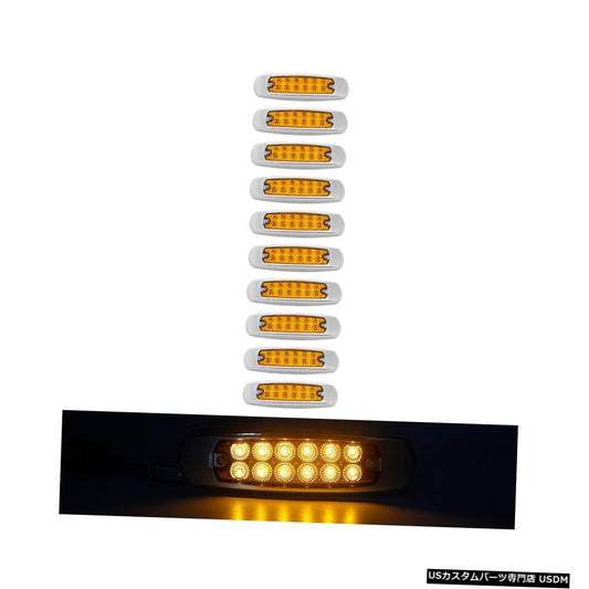 10ピース車のトラックLED黄色サイドライトサイドマーカー薄いライトLEDクローム12 / 24V貨物船など  10 pcs Car truck LED yellow side light Side Marker thin Light LED Chrome 12/24V For Freightliner etc Dimension