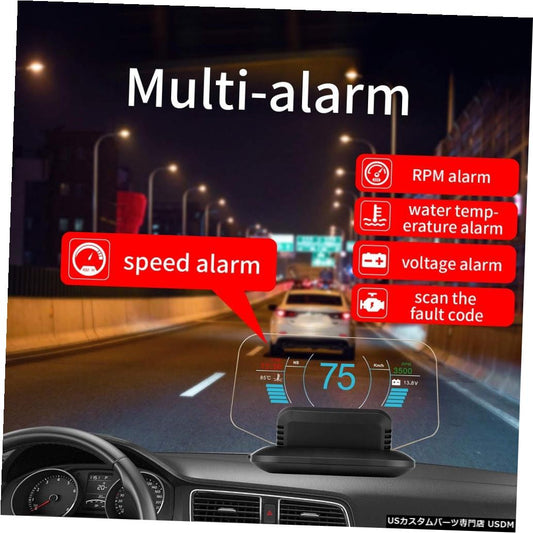 車のヘッドアップディスプレイLEDカラースクリーンHUD GPS速度警告OBD2障害コード除去車の診断ツールフロントガラスプロジェクター  Car Head Up Display LED Color Screen HUD GPS Speed Warning OBD2 Fault Code Elimination Car Diagnostic Tool Windscreen Projector